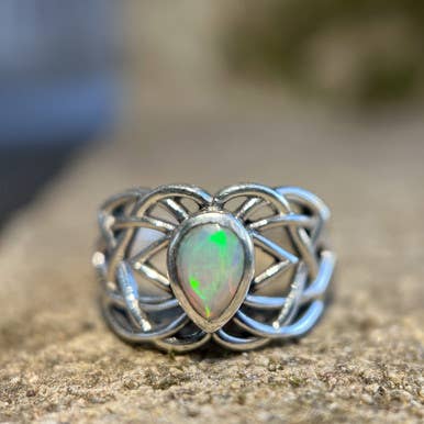 Nugent Jewelry - Wholesale Cocktail/Statement Ring - Ethiopian Opal Celtic Ring Sterling Silver