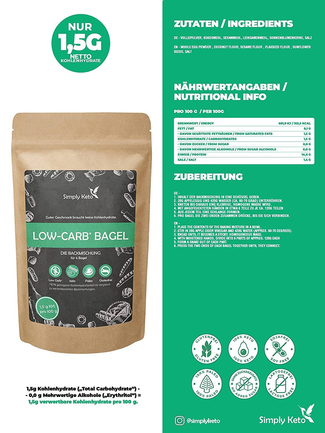 Simply Keto - Wholesale Cornbread Mix - Lower carb bagel mix baking mix5