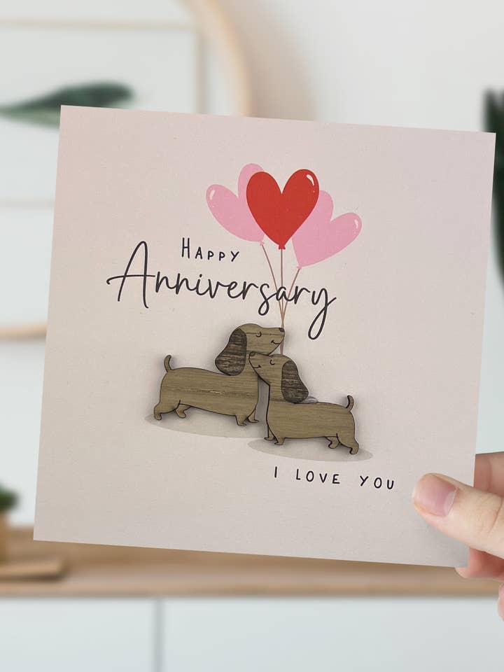 Happy Anniversary Dogs and Heart Balloons Card for wholesale by KDee Designs