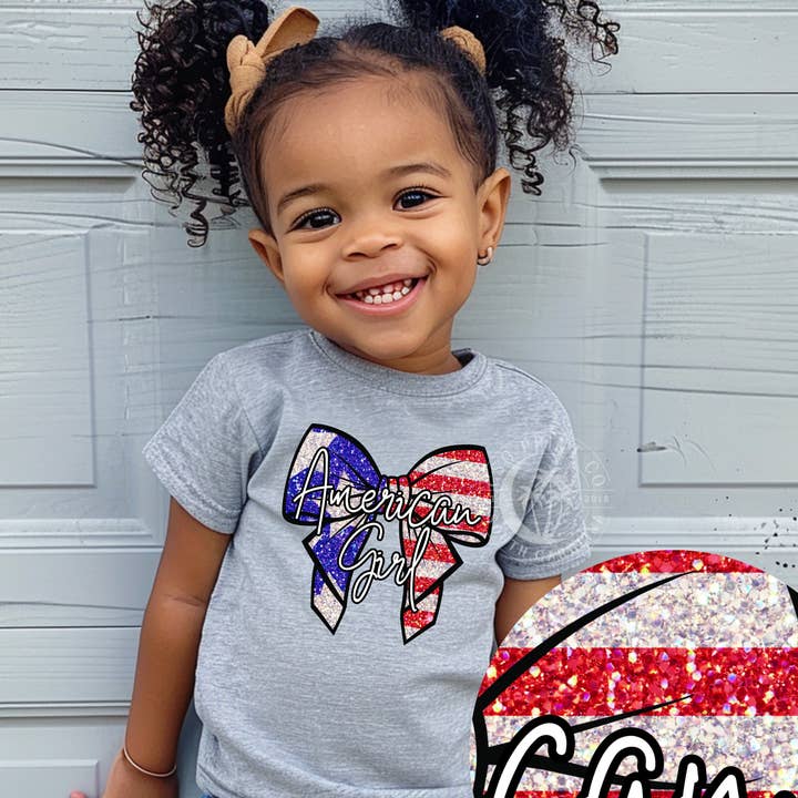 American Girl- Faux Glitter Patriotic Bow for wholesale by Circus Threads LLC