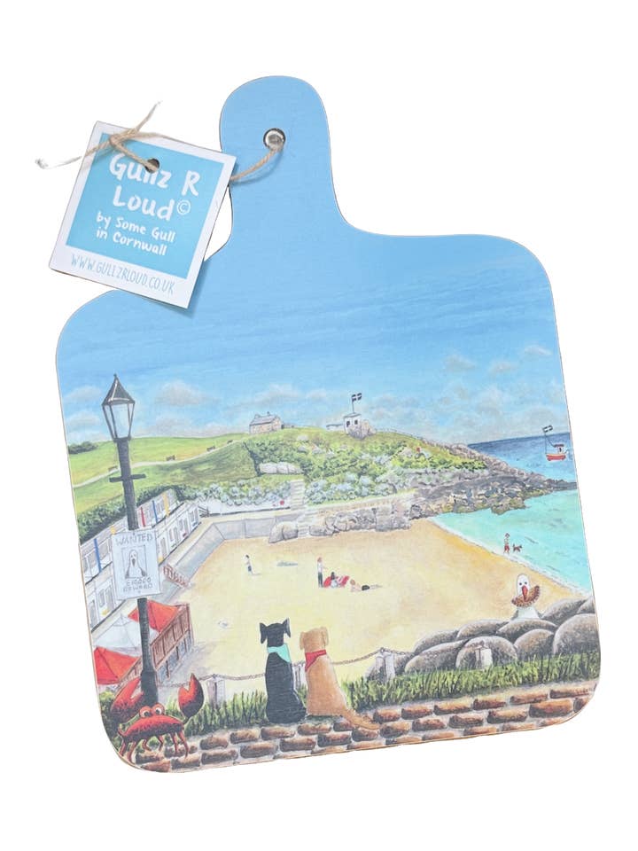 Porthgwidden Dogs Chopping Board for wholesale by Gullz R Loud