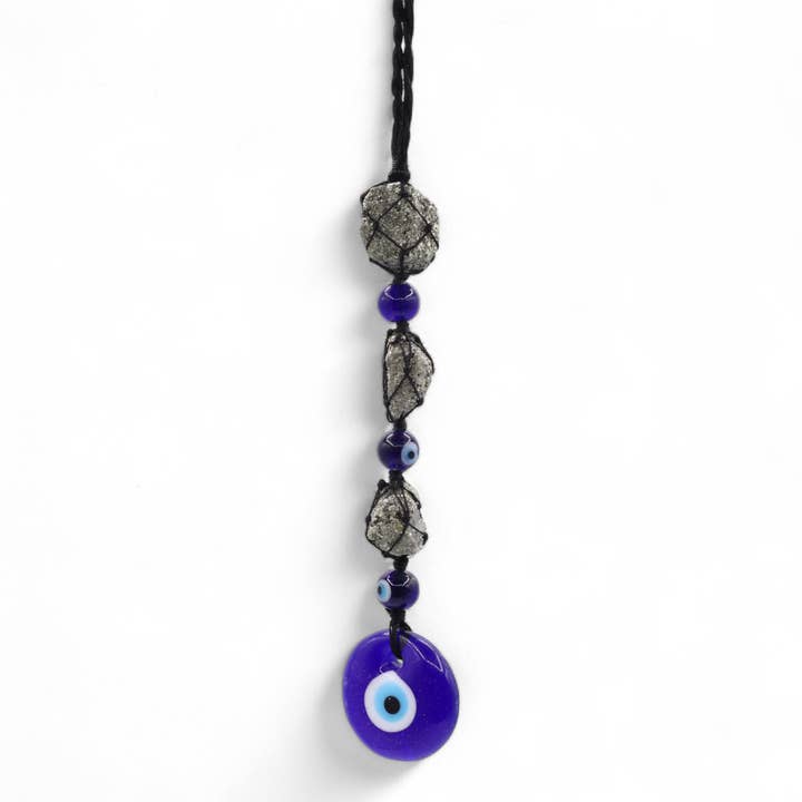 Stone Pendant - Pirite Stones & Beads- Evil Eye for wholesale by Ancient Wisdom