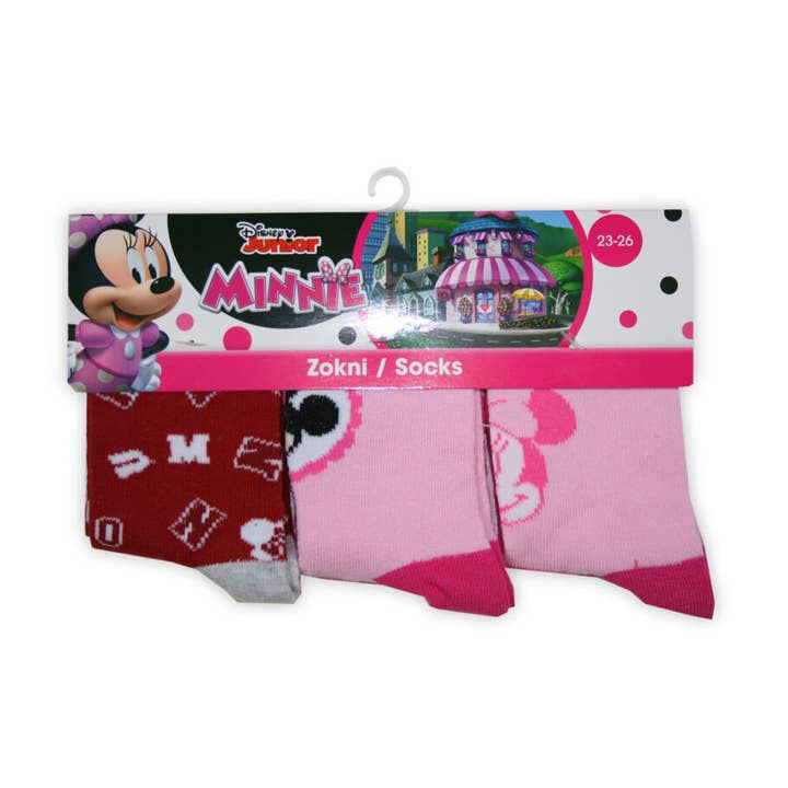 Children's Cotton Ankle Socks 3 Pairs Minnie Mouse 27-30 for wholesale by Evidence