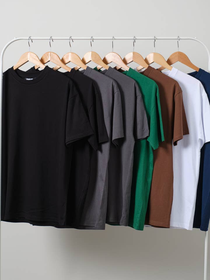 Classic Tee 8 Pack: Black, Charcoal, Green, Brown, White, Navy for wholesale by Threadheads