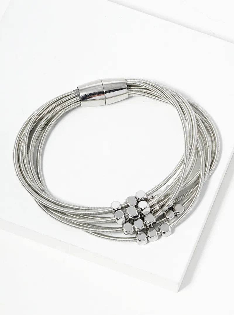 Wild Honey - Wholesale Beaded Bracelet - Metallic Beaded Multi-Layer Magnetic Stretch Bracelet0