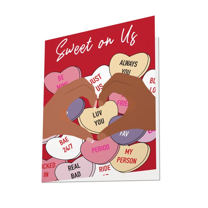 Black Love Candy Hearts Valentine’s Day Card for wholesale by Carded by Kaia