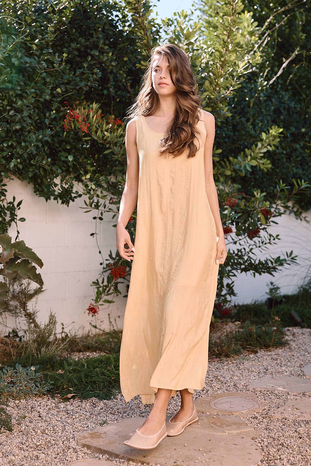 MUTE YELLOW Textured Easy Dress With Slip Dress - RD1103 for wholesale on Faire8