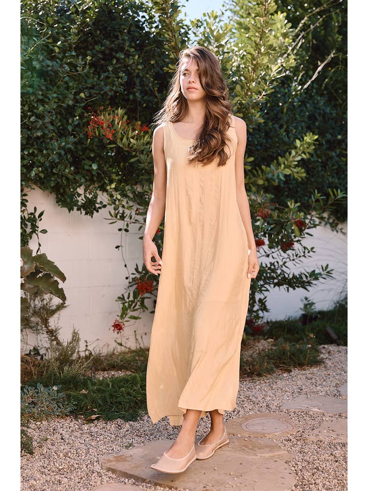 MUTE YELLOW Textured Easy Dress With Slip Dress - RD1103 for wholesale on Faire8