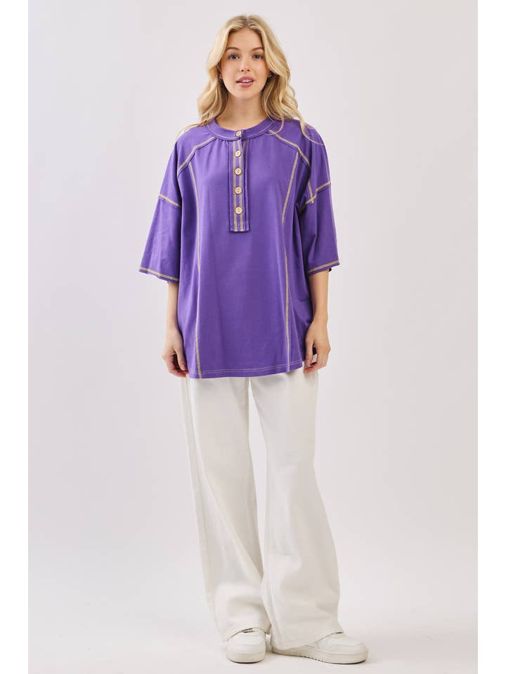 Sewn and Seen – Engroshandel Tunika - Dame – Afslappet Spilledag Knap Henley T-shirt28