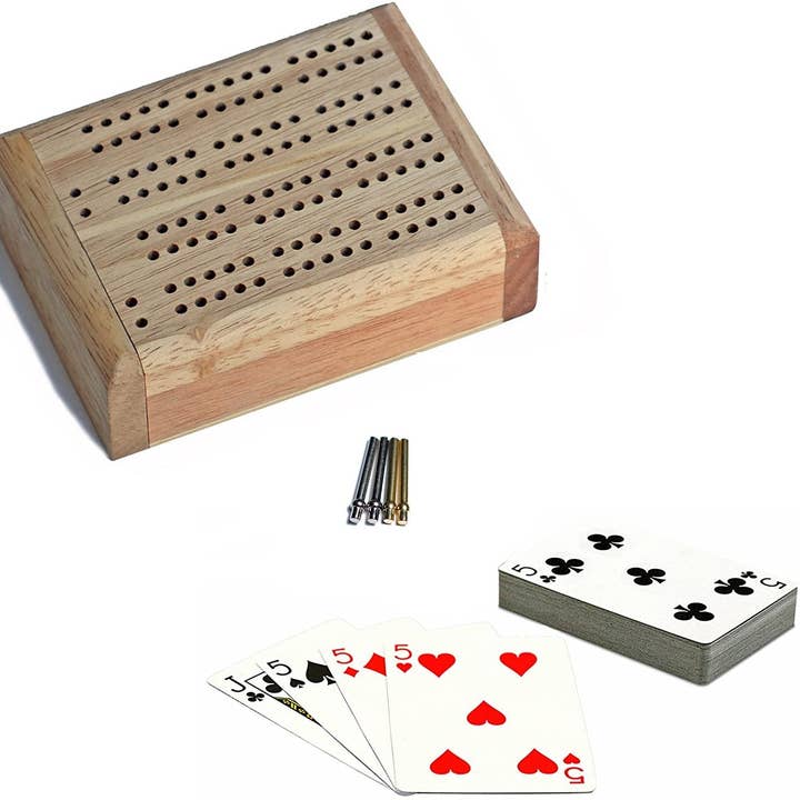 Mini Travel Cribbage Set - Wood, 2 Track for wholesale by Wood Expressions