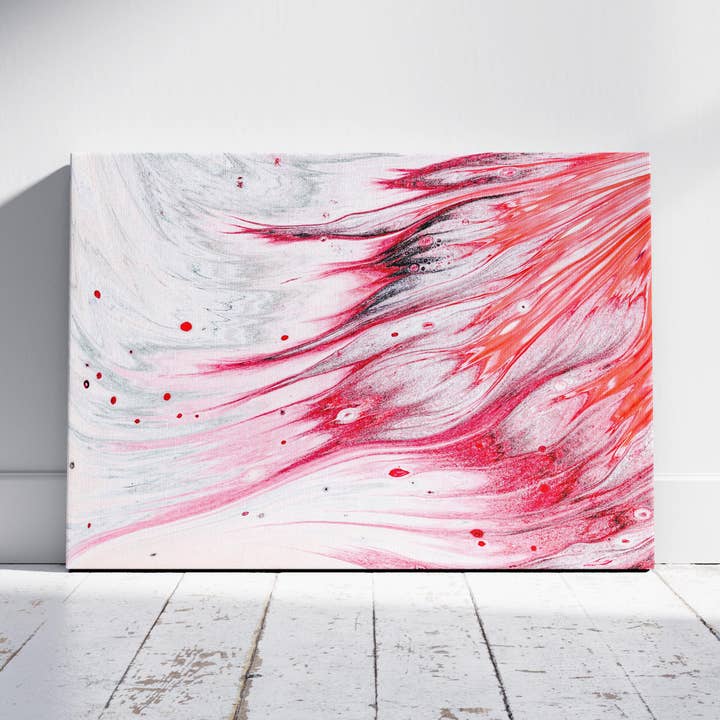 Crimson Wave Motion - Inramad Canvasväggkonsttryck för wholesale av House Prints