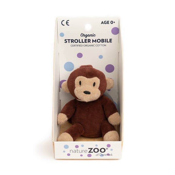 Organic Stroller Mobile - Donkerbruine aap (in geschenkdoos) voor wholesale door natureZOO of Denmark