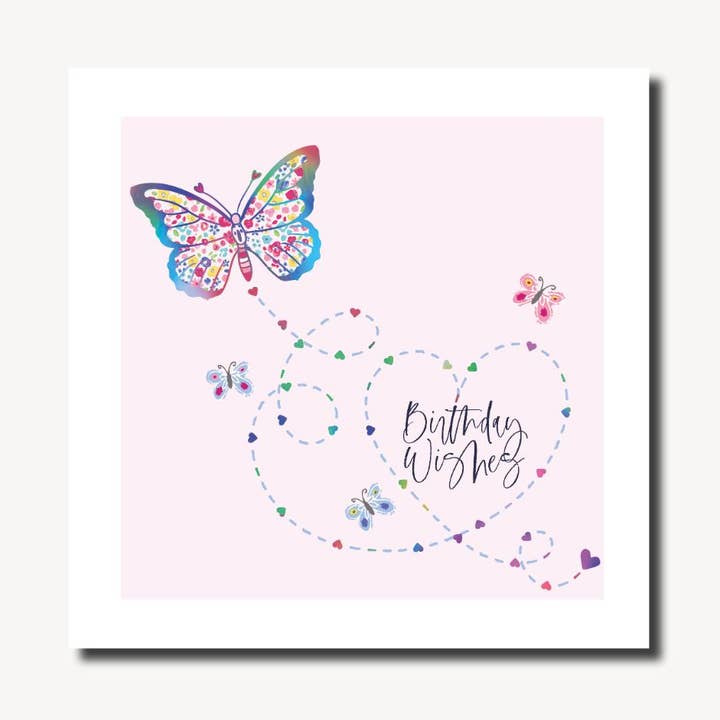 Marina B – postal de parabéns por atacado – Cartão de felicitações Pretty Lilly Butterfly Wishes Square0
