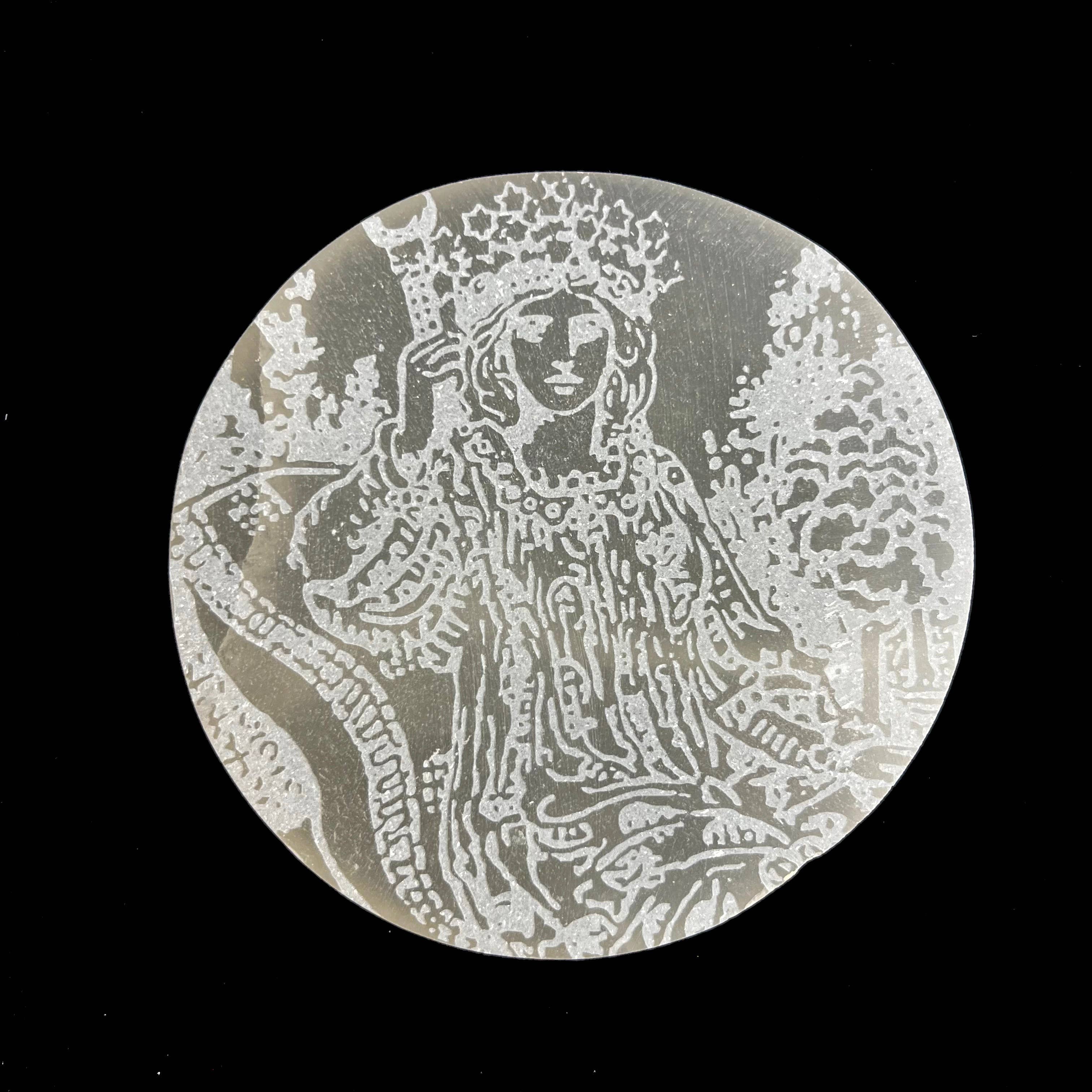 Pelham Grayson Rose - Wholesale Crystal Charging Plate - Major Arcana Etched | Selenite Crystal Charging Plate0