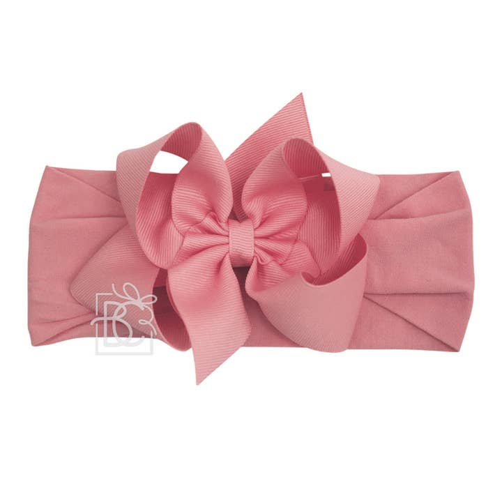 Beyond Creations, LLC - Wholesale Fashion Headband - Kids - WIDE PANTYHOSE HEADBAND W/CLASSIC GROSGRAIN BOW54