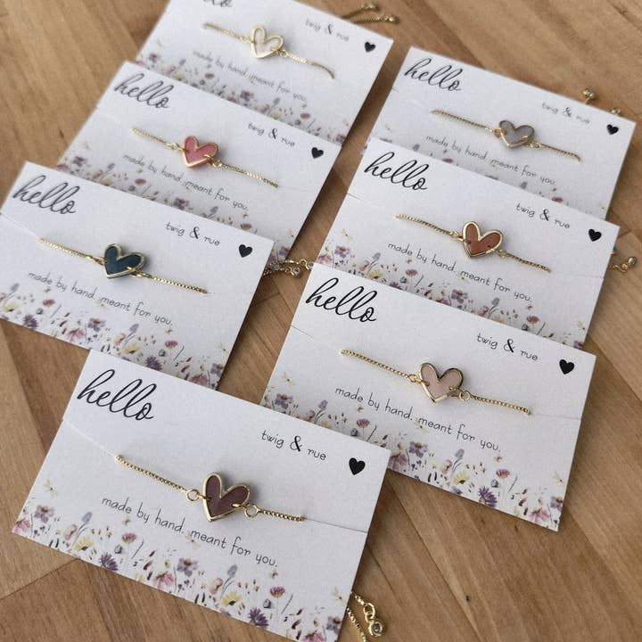 Twig & Rue boutique - Wholesale Charm/Dangle Bracelet - Gold Heart Slider Bracelet- 18k gold plated3