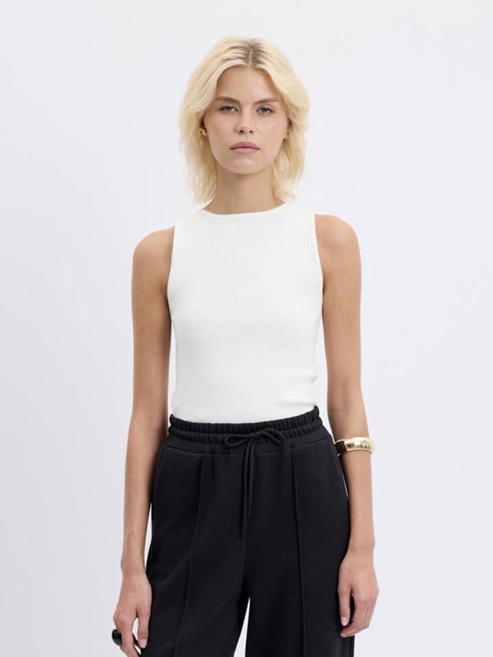 Round Neck Sleeveless Knit Bodysuit Ecru for wholesale by Kadriye Baştürk