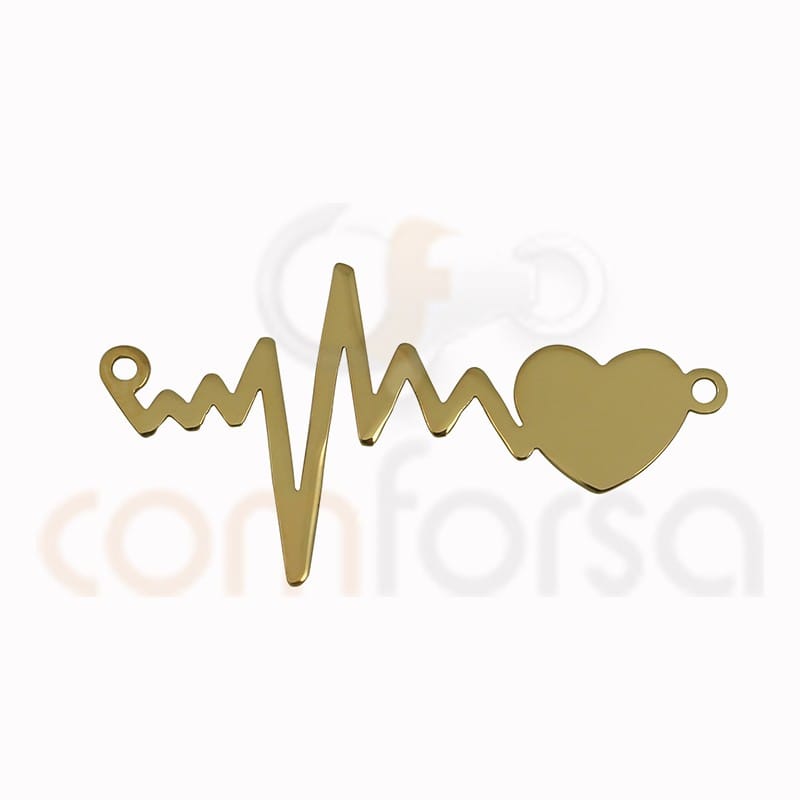 COM FORSA SL - Wholesale Individual Charm/Pendant - Sterling Silver 925 Heartbeat Connector 31 X 17 Mm0