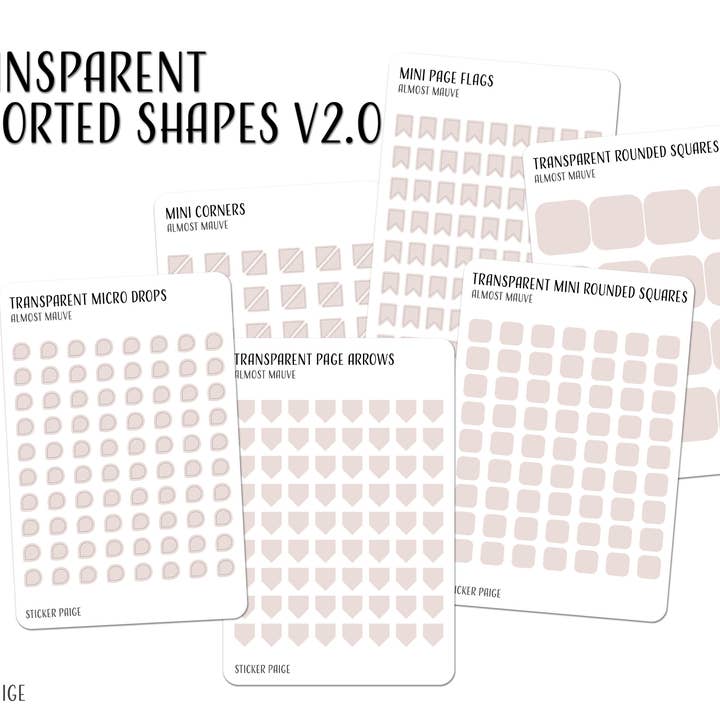 Transparent Shapes Planner Sticker Set V2.0 for wholesale by Sticker Paige