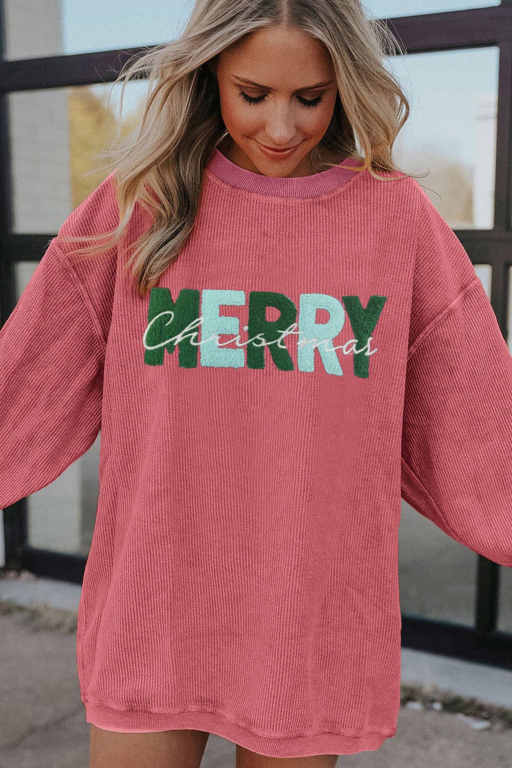 Suhkasana – wholesale Sweatshirt - Dam – Chenillebokstav MERRY Christmas Sweatshirt2