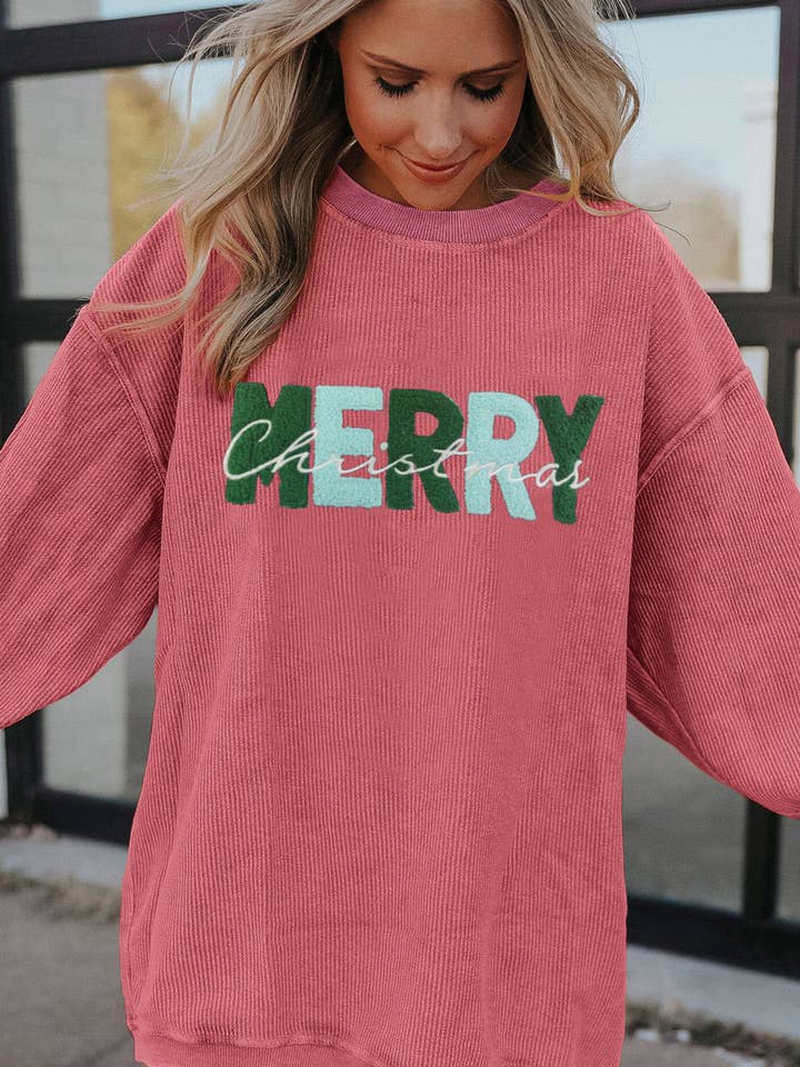 Suhkasana – wholesale Sweatshirt - Dam – Chenillebokstav MERRY Christmas Sweatshirt2