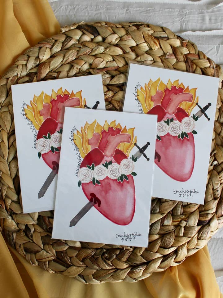 Coeur Immaculé de Marie - Impression 5x7 pour la vente par Emily S Pitre Art