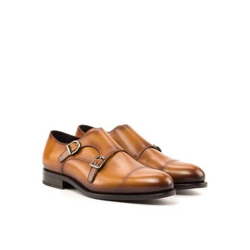 Cuir Goodyear Welt avec deux boucles couleur marron GAMONK- pour la vente par Ortiz & Reed