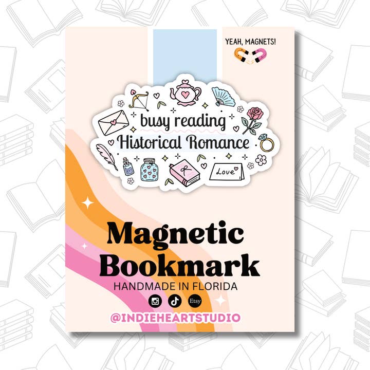 Busy Reading Historical Romance Magnetic Bookmark for wholesale by Indie Heart Studio