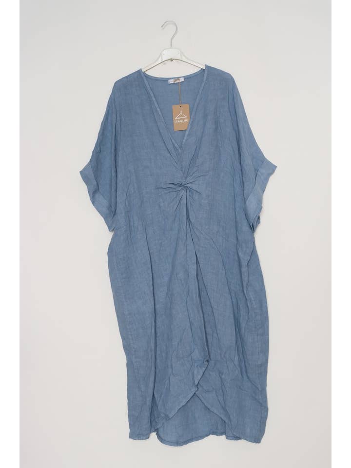 LÉA & LUC - Wholesale Dress - Women's - Long dress with V-neck 100% linen REF. 718555