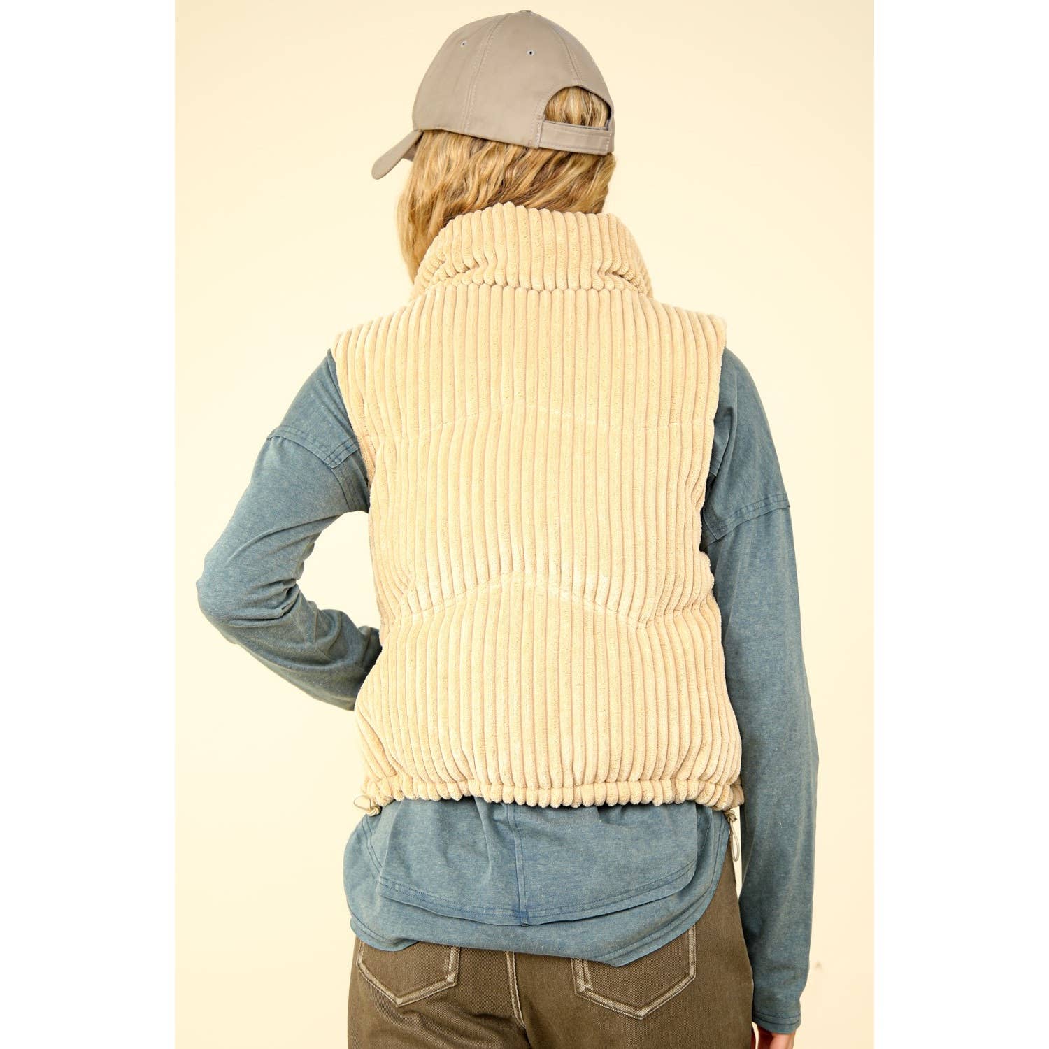 Apolline - Vente Veste sans manches – femme - Doudoune rembourrée en velours côtelé Zig Zag8