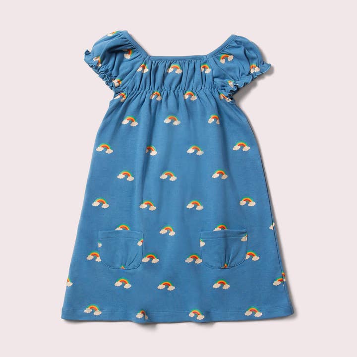Blue Rainbows Frill Dress for wholesale by Little Green Radicals