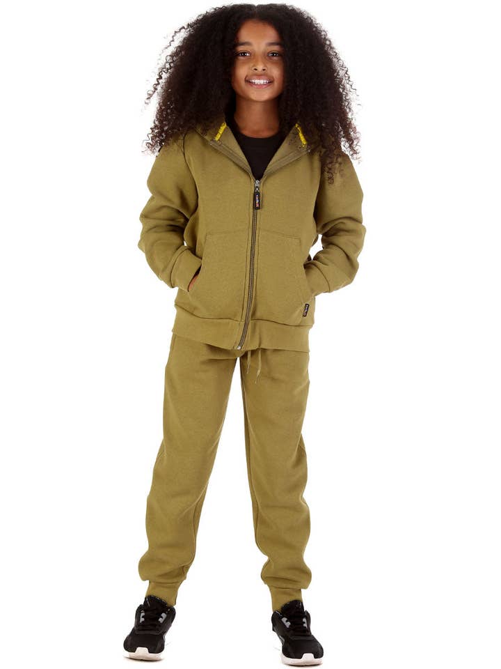 Trendy Toggs Olivgrüner Fleece-Trainingsanzug für Kinder für den Großhandel von Trendy Toggs