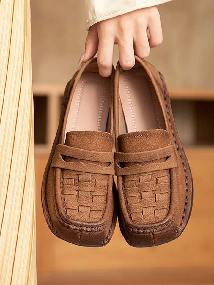 Afslappede læder firkantede tåvævede platformsko til kvinder for engroshandel hos StyleGalX