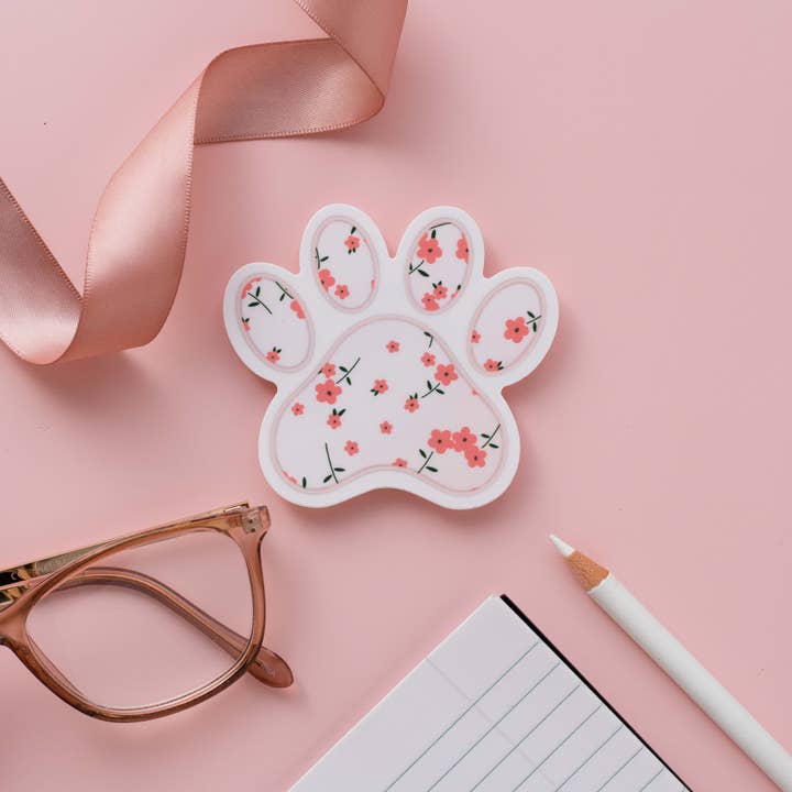 Floral Dog Paw Vinyl Sticker for wholesale by Rachel’s little design corner