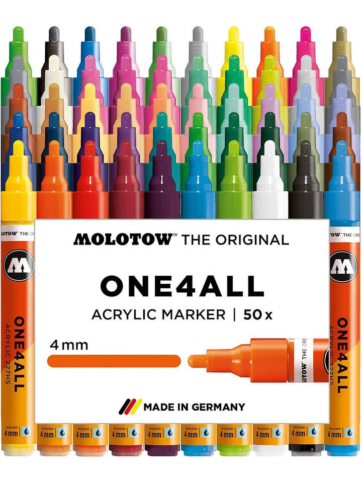 Molotow ONE4ALL Acrylic Paint Marker 50 Marker Set, 4mm for wholesale by Chartpak, Inc.