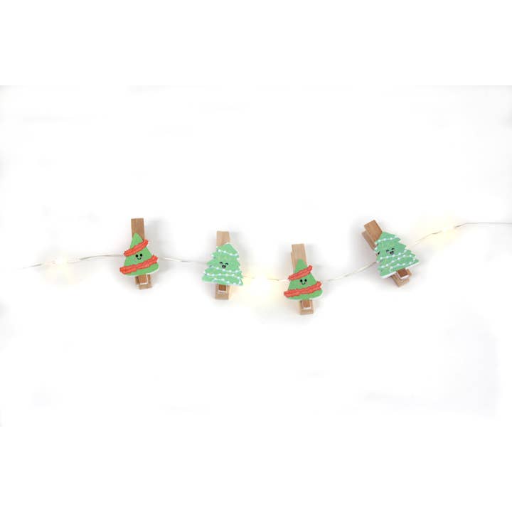 Perfect Holiday - Wholesale String Lights - 20 LED MICRODOT LIGHTS WITH 10LED WOOD TREE CLIPS WHITE B/O