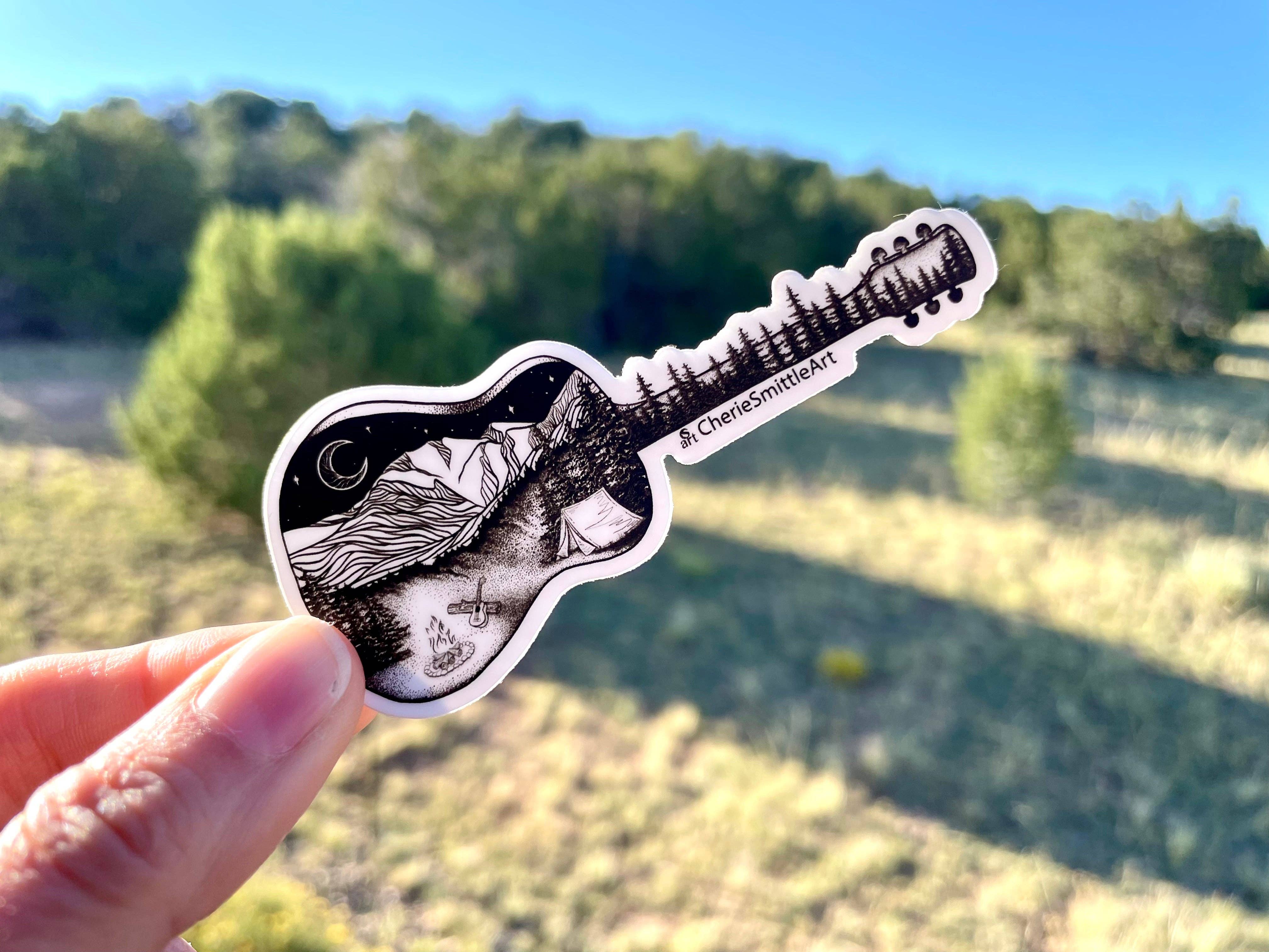 CherieSmittleArt - Wholesale Sticker - Camp Acoustic Guitar Sticker0