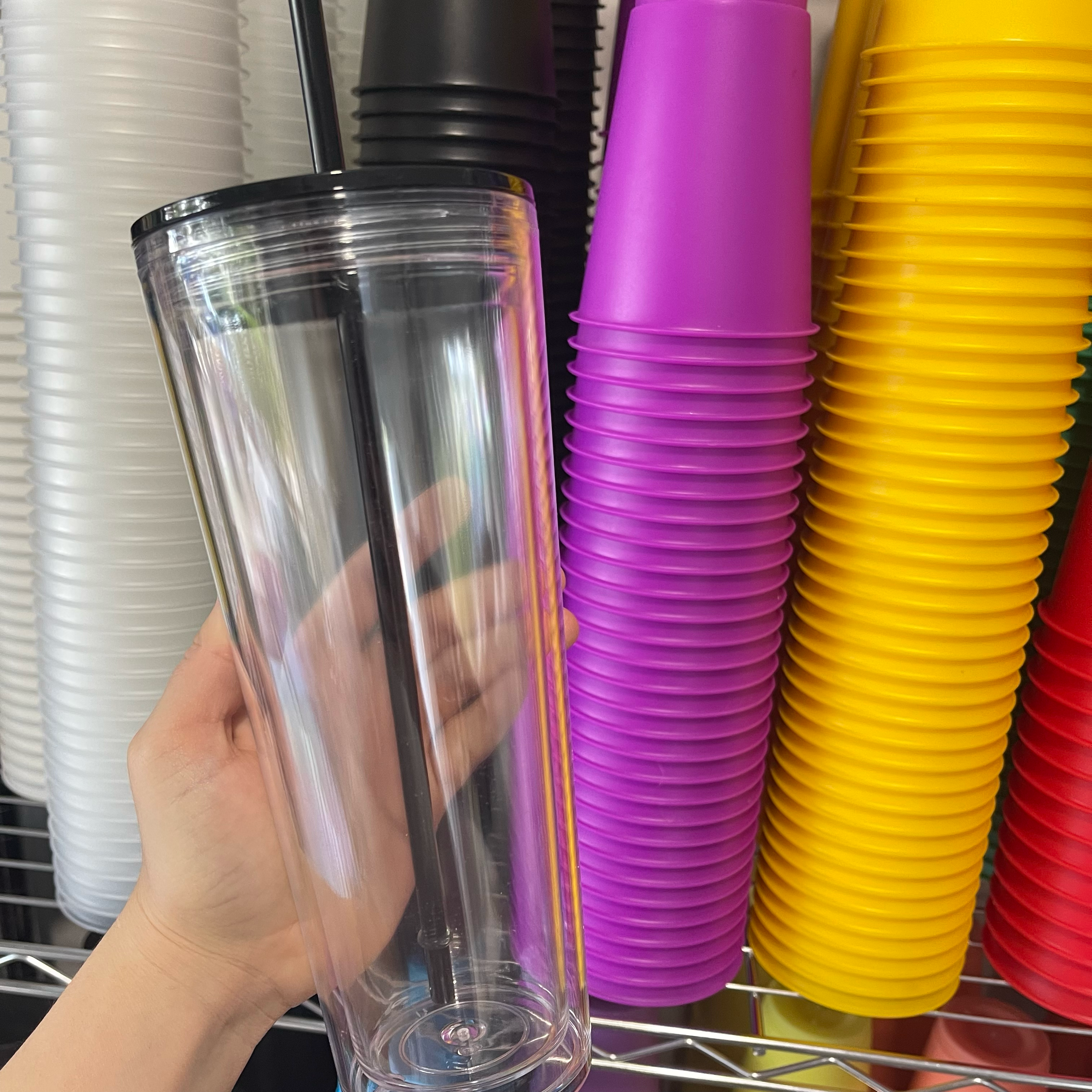 One Stop Cups - Wholesale Insulated Mug/Tumbler - 24oz Pre- Drilled Double Wall Acrylic Tumbler1