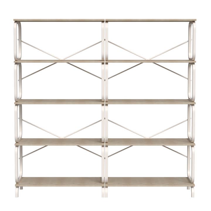 39F Inc. - Wholesale Bookcase - 5-Tier Industrial Bookshelf with Metal Frame, White/Black
