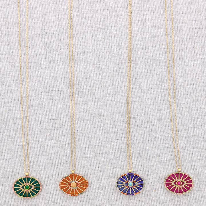 La Cuerda De Sol - Wholesale Pendant/Charm Necklace - Steel Necklace Pendant Eye Stone Crystals