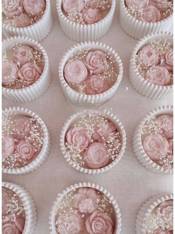 Candela Azelia mazzi di fiori fatti a mano profumo di legno di rosa per la vendita all'ingrosso da parte di My Milky Candle