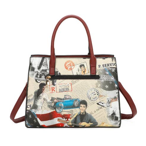 Ellas Trading - Venta al por mayor Bolsa de asa- Mujer - Bolso tote clásico con asa superior estilo Elvis Presley4