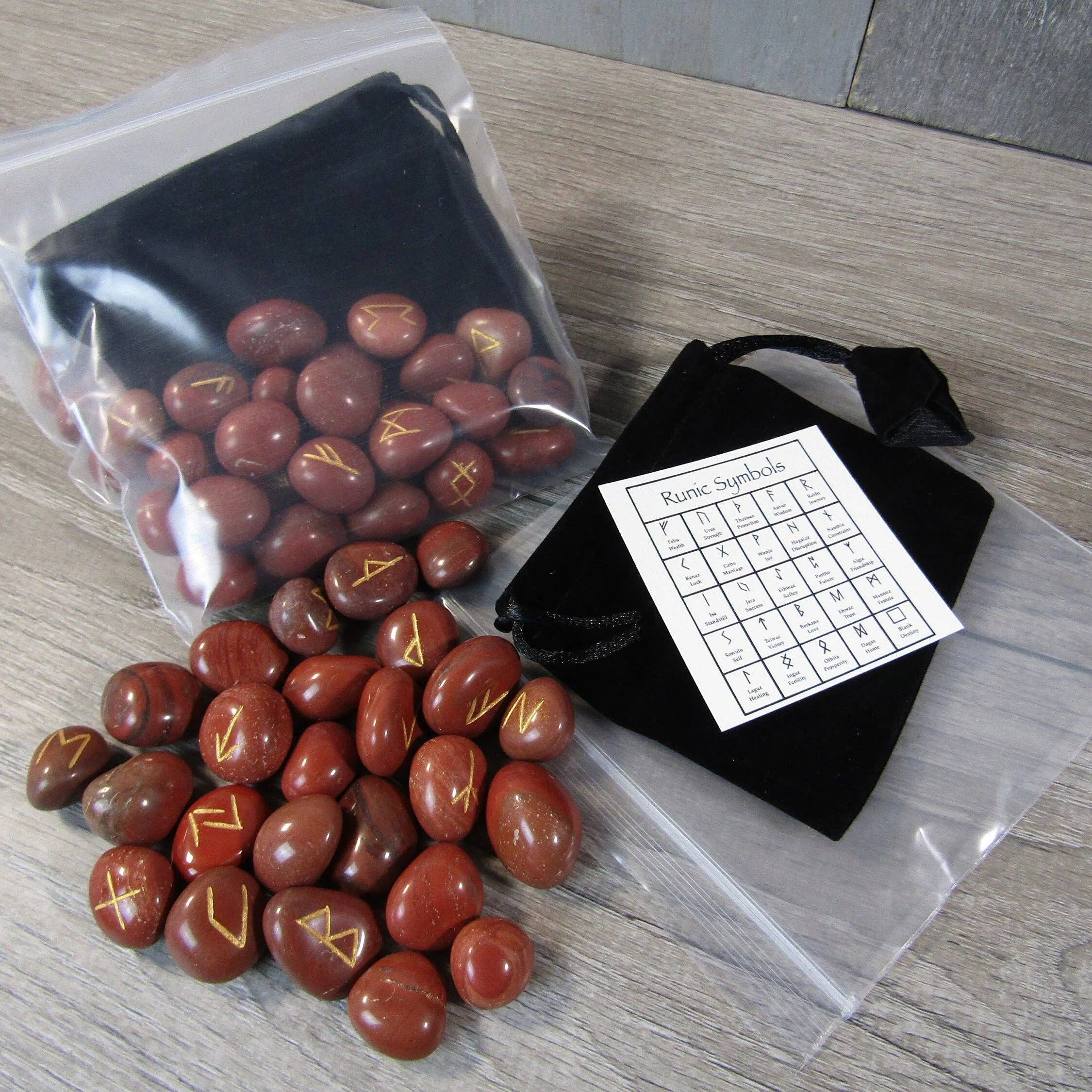 Keystone Crystals - Vente Pierre et cristal de spiritualité - Ensemble de Runes en Pierres Précieuses avec Sac de Rangement et Carte de Signification1
