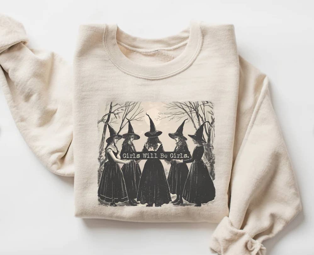 Eleven Fashion - Wholesale Graphic Sweatshirt - Women's - Girls Will Be Girls Witch Sweatshirt