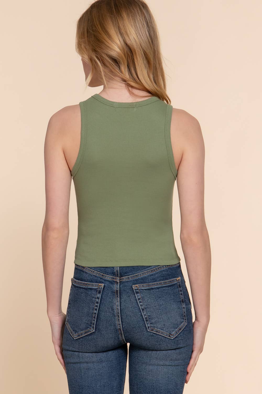 Active Basic | Active USA - Venta al por mayor Camiseta sin mangas - Mujer - Top sin mangas de punto acanalado de algodón y spandex con cuello redondo16