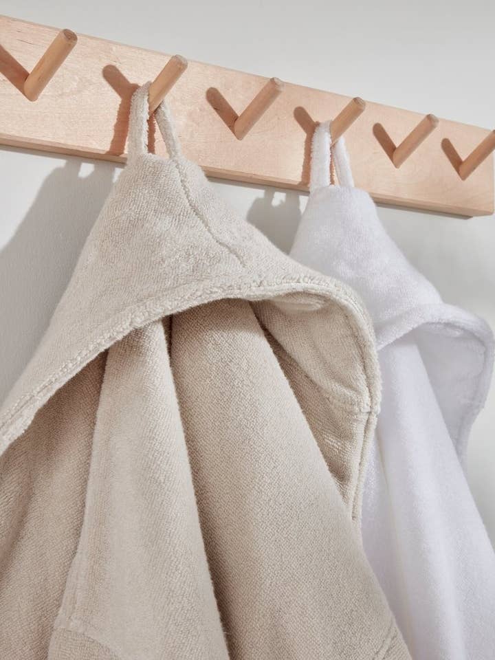 Bamboo Towelling Robe in Cloud White for wholesale on Faire7