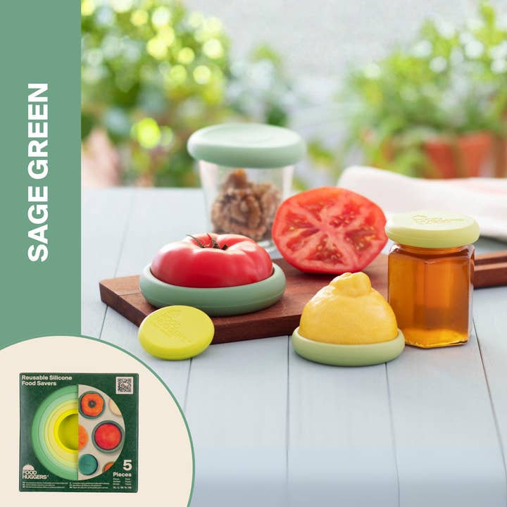 Reusable Silicone Food Savers – Sage Green (Set of 5) for wholesale by Food Huggers