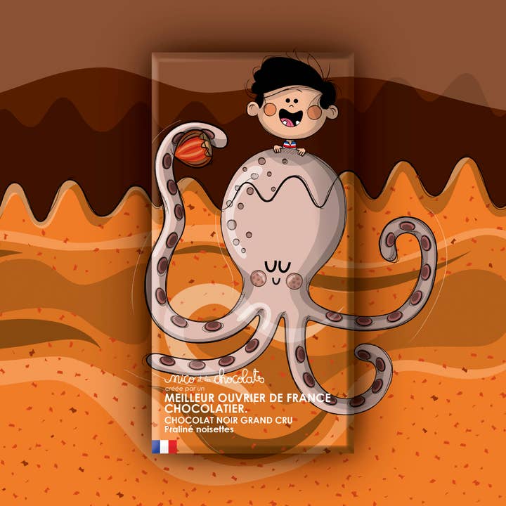 PRALINE HAZELNUT & CHOCOLATE FILLED TABLET for wholesale by nico et les chocolats