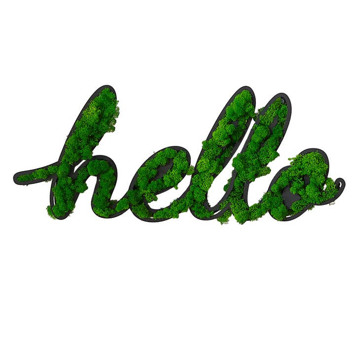 Orange County Decor - Wholesale Wall Accent - Hello Letter Art Moss Wall Decor Green Iron