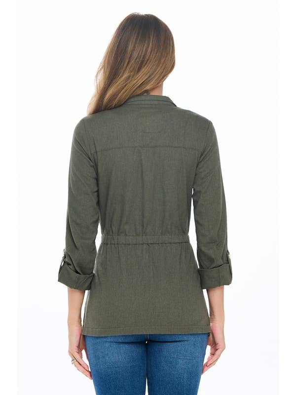 Olive Breezy Linen Anorak para venda a revendedores na Faire4
